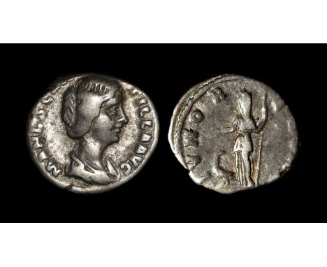  193 AD. Rome mint. Obv: MANL SCANTILLA AVG legend with draped bust right. Rev: IVNO REGINA legend with Juno standing left, h