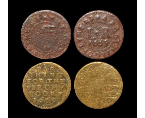  Dated 1669 AD. Blandford, farthing, Corporation, 1669. Obv: with THE / BVRROVGH / OF BLAND / FORD THEI / RE CORPO / RATION i