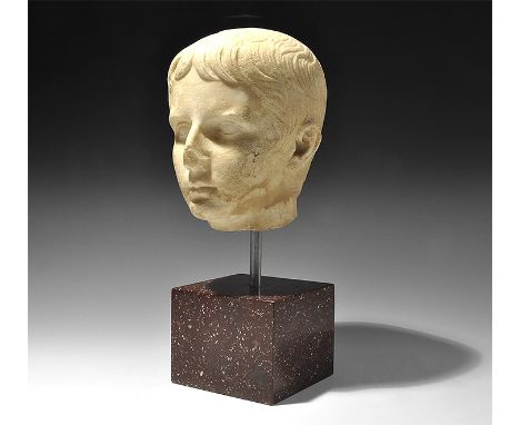 1st century BC-1st century AD. A marble portrait head of a noble Julio-Claudian boy, possibly the prince Gaius Caesar, with s