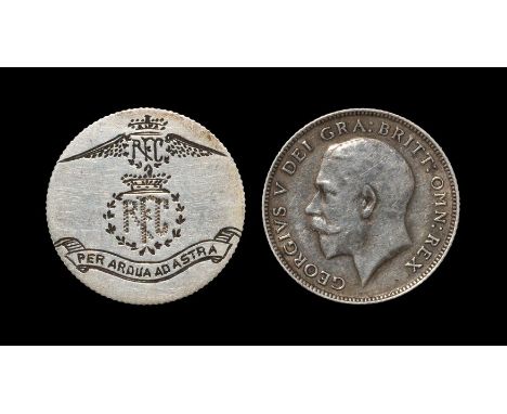  1914-1919 AD. Obv: profile bust with GEORGIVS V DEI GRA BRITT OMN REX legend. Rev: smoothed and engraved with Royal Flying C