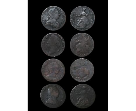  Dated 1771, 1772, 1774 and 1775 AD. Obvs: the first with GOD SAVE US ALL legend; the others with GEORGIVS III REX legends. R