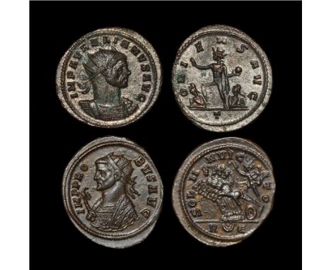  274-275 AD and 278 AD. Aurelian. Rome mint. Obv: IMP AVRELIANVS AVG legend with radiate, cuirassed bust right. Rev: ORIENS A