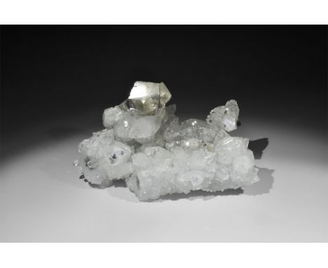  . A crystallised specimen of apophyllite (a zeolite) with well-formed crystals in a superb arrangement, in old white card tr