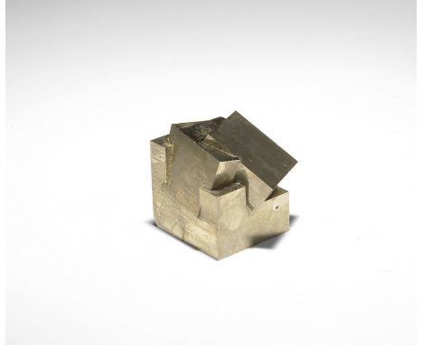  . A group of three finely formed interpenetration pyrite cubes, with old Gregory, Bottley and Lloyd label reading: 'PYRITE, 