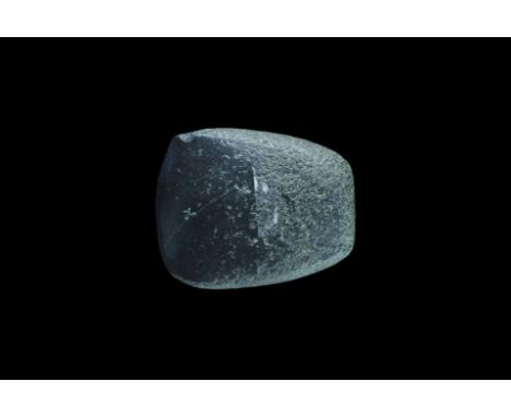  Neolithic, 5th-3rd millennium BC. A small axe with square butt and curved edge. 59 grams, 46mm (1 3/4"). Property of an Esse