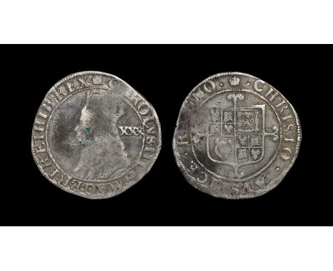  1660-1662 AD. Third issue. Obv: profile bust with 'XXX' mark of value behind and CAROLVS II D G MAG BR FR ET HIB REX legend 