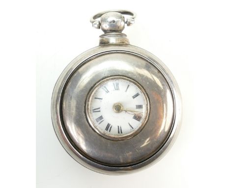 Silver pair cased verge watch, with outer and inner half hunter case bearing matching hallmarks for London 1826,  maker GR. M