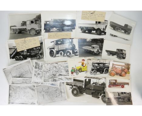 Foden steam wagons - 16 original photos of various sizes from 9cm x 14cm to 22cm x 28cm, the larger ones having drawing pin h