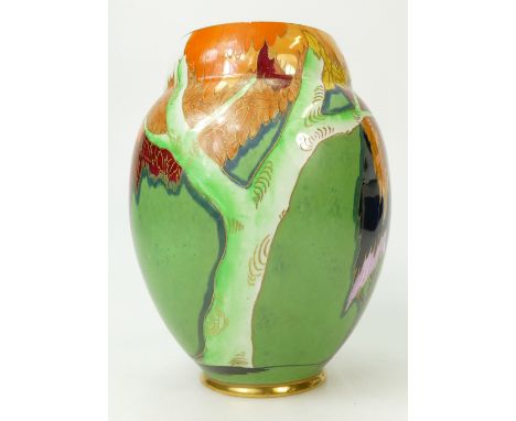 Carltonware vase decorated in the Parkland design, height 19cm (4cm hairline crack from top edge )