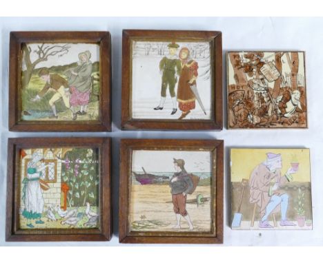 Early 20th century collection of coloured calendar tiles depicting the months to include August, February, March and November