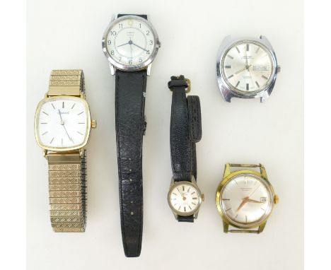 A collection of Vintage gentleman's wristwatches including Montine of Switzerland day date steel watch, Aristocrat date watch