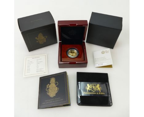 Queens Beasts 999 fine gold Lion of England coin 2017 proof 1/4 oz./7.98g proof coin, limited edition 276/1500.