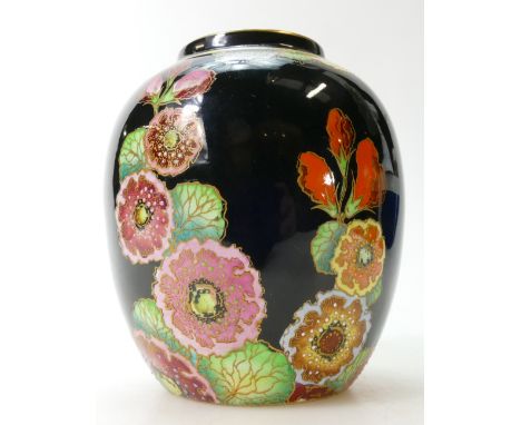 Carltonware small vase decorated in the Hollyhocks design, height 12cm