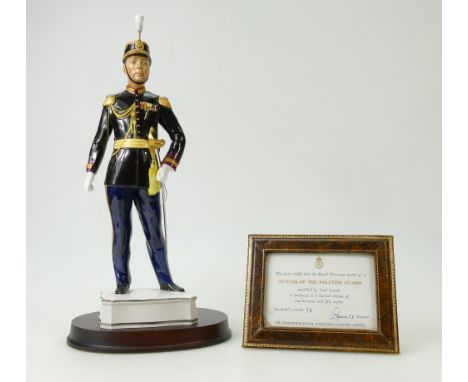 Royal Worcester Figure Officer of the Palatine Guard, from the Papal Series, limited edition no.75 of 150, with wooden plinth