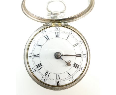 Silver pair cased verge watch, with  non matching outer &amp; inner case bearing hallmarks for London 1776 &amp; 1778, differ