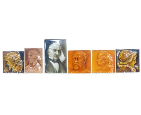 A collection of 19th &amp; early 20th century portrait tiles (6)