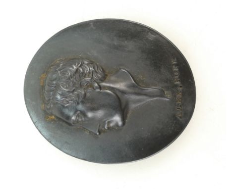 Wedgwood and Bentley small oval portrait plaque of  Alex Pope, height 5.5cm (two minor chips to back edge)