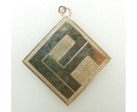 9ct gold square pendant, engraved LEC-Enfield 1985,17.7 grams  