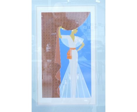 Erté - Romain de Tirtoff -  ' The Curtain ' - Large serigraph print, limited edition 252 / 300 signed in pencil.  58cm  x 35c