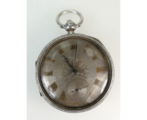 Large gents silver cased key wind pocket watch, hallmarks for Chester 1898, maker S.A. Movement by John Forest, London, chron