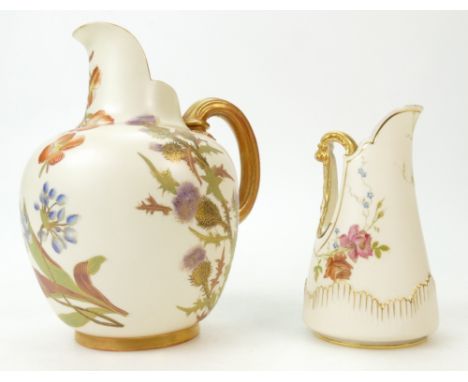 Royal Worcester Jug 18.5 cm high, together with similar, smaller jug, tiny chip to rim 13cm (2)