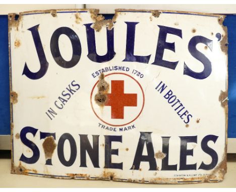 1920's Enamel advertising sign "Joules Stone Ales" in casks and bottles, 75cm x 56cm (some wear to edges)