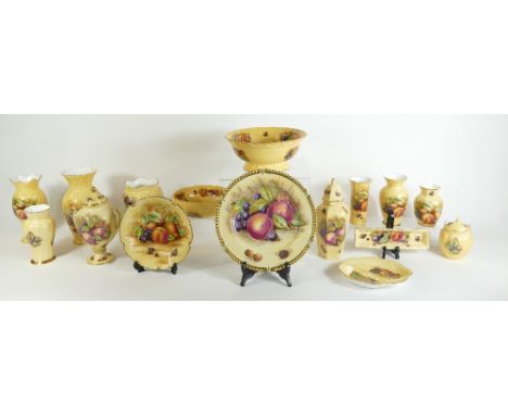 Aynsley Orchard Gold - Two trays containing a good extensive collection including larger pieces.