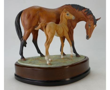 Royal Worcester Prince's Grace and Foal by Doris Lindner, No 568 on wooden plinth  