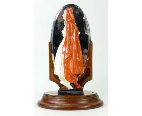 Royal Doulton figure Mephistopheles and Marguerite HN775 mounted on wood mirror shelf