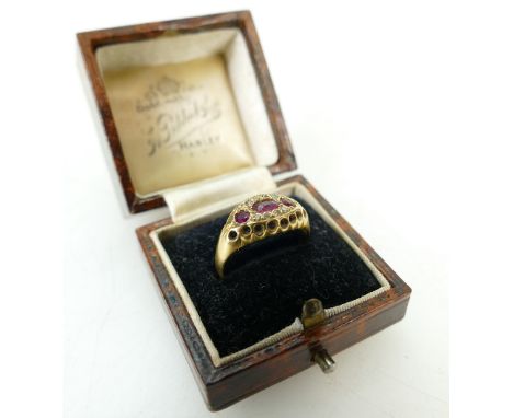 Victorian 18ct ruby and diamond ring size M, 2.9 grams