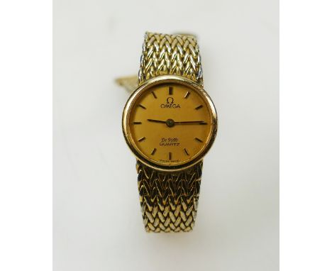 Omega De Ville quartz ladies watch - Gold plated watch &amp; bracelet model with depressed button to alter time. Not working.