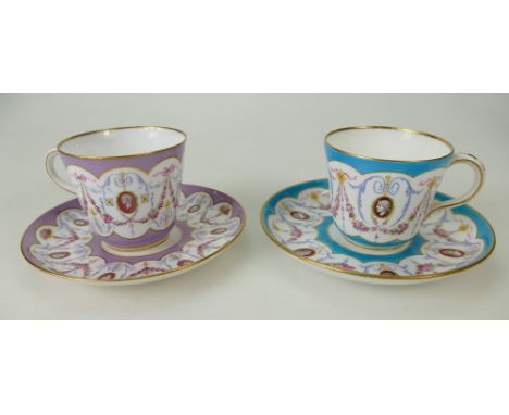 Mintons pair cabinet cups and saucers made for T Goode &amp; Co London (4)