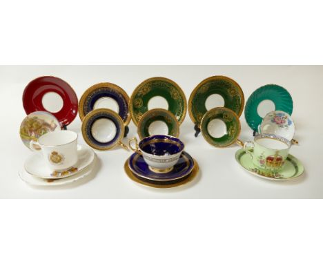 A collection of Aynsley decorative &amp; commemorative cups, saucers and trio sets (8)