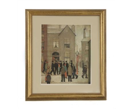L.S. Lowry (1887-1976) 'THE ARREST' Offset lithograph printed in colours, bearing a signature and numbered 6/850 in blue penc