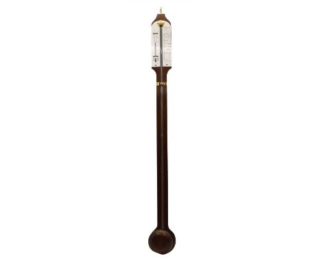 A 19th century mahogany banjo barometer, with silvered dial, and convex mirror, 97cm high, and a modern example inscribed 'Ra