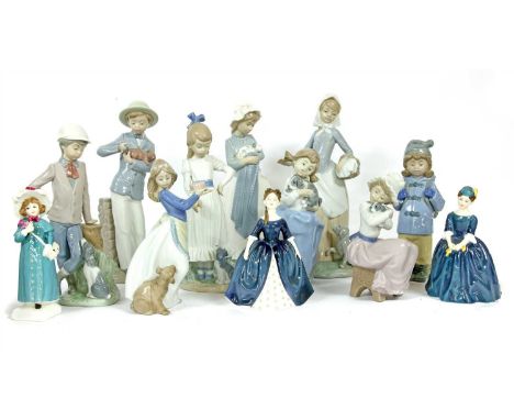 A collection of Nao and Royal Doulton porcelain figures, (12)