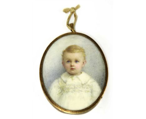 Mabel Emily Lee-Hankey (1863-1943) PORTRAIT OF A YOUNG CHILD Signed with initials and dated 1914 l.r., watercolour on ivory 7