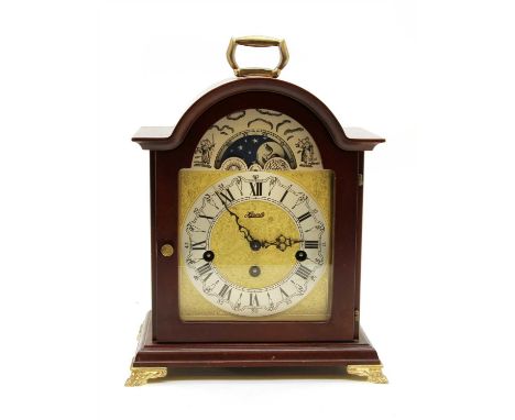 A German moonphase chiming mahogany cased mantle clock
