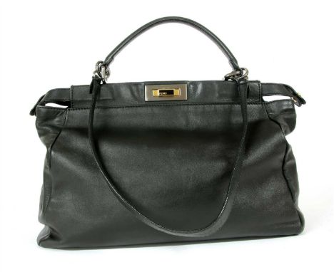 A Fendi 'Peekaboo' large model handbag, crafted in soft leather, brushed metal and gold-tone hardware, detachable shoulder st