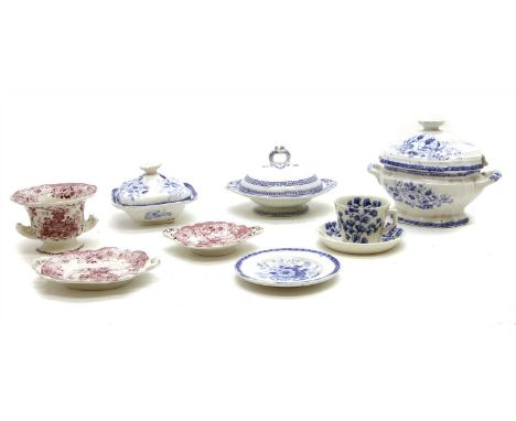 A 19th century miniature part dinner service , with blue lapit and Greek decorations, together with a quantity of other minia