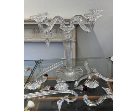 A large Glass Baccarat table candelabra with branches and drops&nbsp;