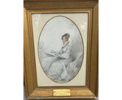 An early 19th cent oval portrait study of a lady dated 1822 entitled "Mary"