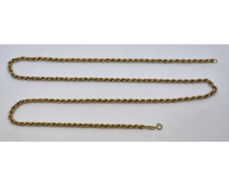 A 9ct. gold rope chain, length 76.5cm. (16.3g)
