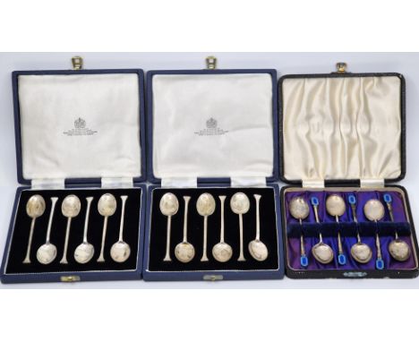 Two sets of six Asprey &amp; Company Ltd. retailed silver coffee spoons,&nbsp;by John Sanderson &amp; Son Ltd, Sheffield 1973