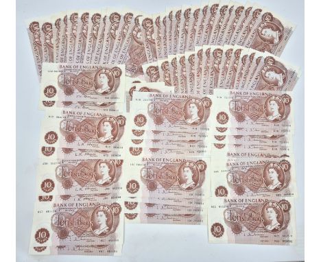 Bank of England Ten Shillings banknotes: O'Brien 2nd issue portrait consecutives; J38 352699-700 (2), H72 383619-620 (2) and 