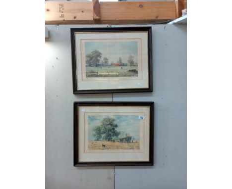 2 limited edition prints by Michael Herring, Gathering the harvest 56/650 and The village cricket match  56/650
