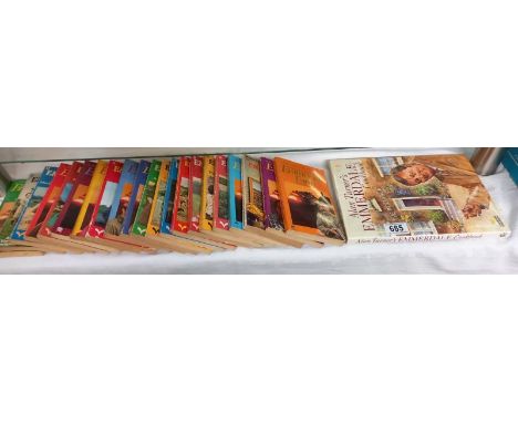 A selection of vintage Emmerdale farm paperback books.
