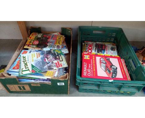 2 boxes of classic tractor  and model collector magazines etc