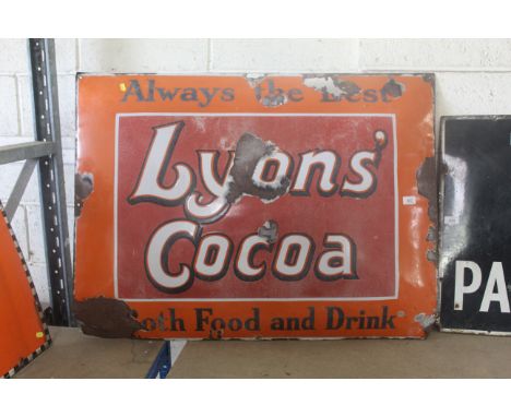 A Lyons Cocoa enamel sign, approx. 39" x 29½"