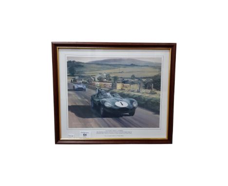 FRAMED GRAHAM TURNER PRINT 1955 TOURIST TROPHY DUNDROD 